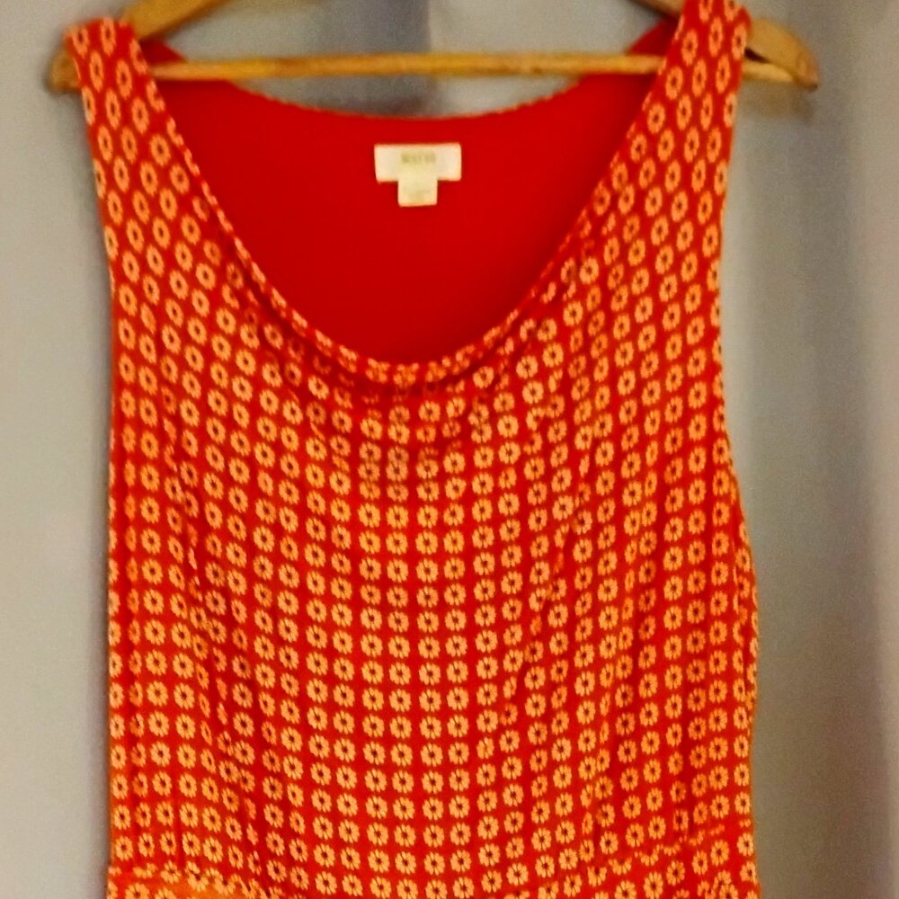 Maeve Anthropologie Boho Hippie XL Orange White Floral Brianne Dress